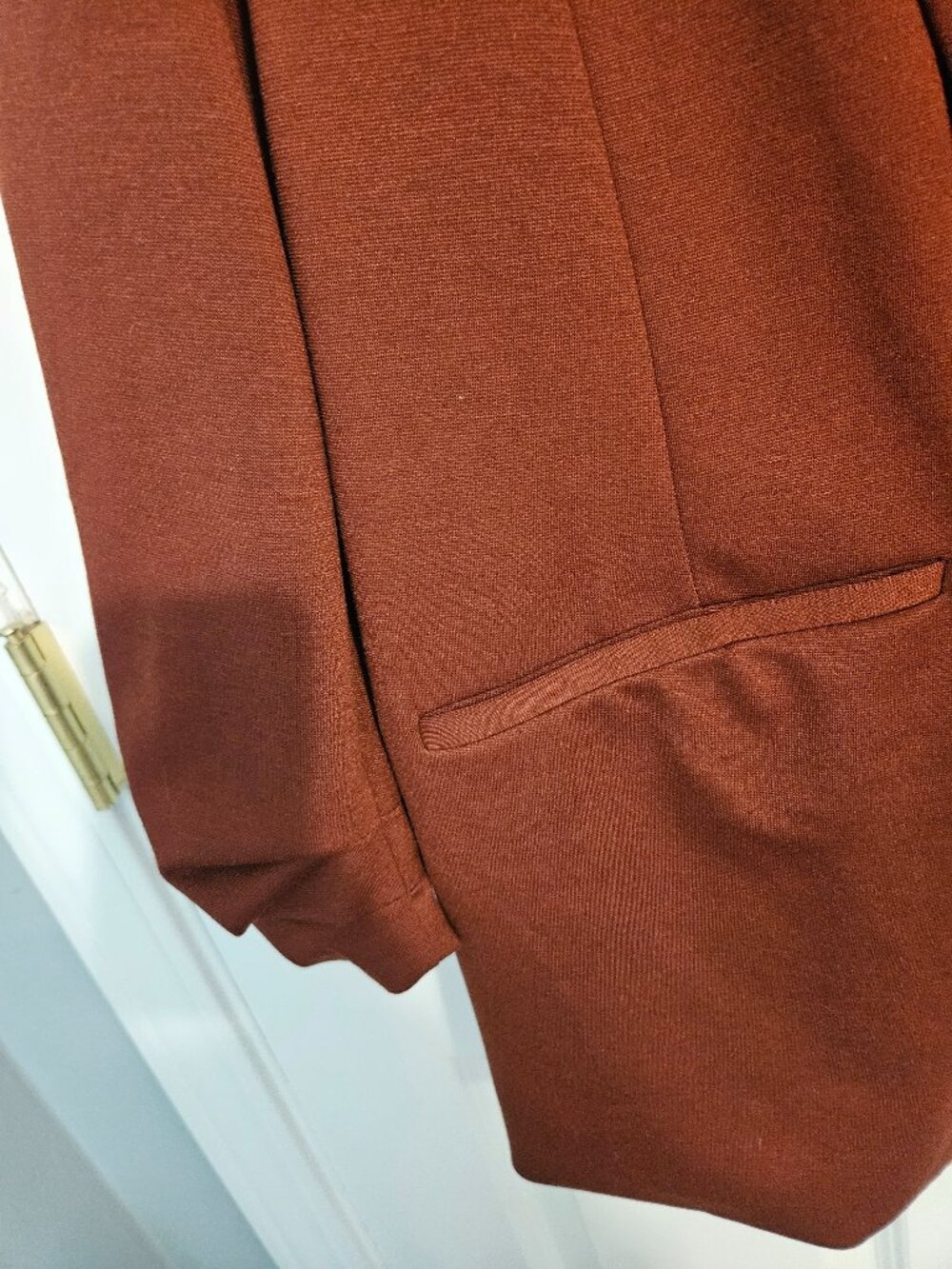 Nine West 1X Rust Open Front Blazer Ruched Sleeve Career Jacket Plus Size - Picture 3 of 3